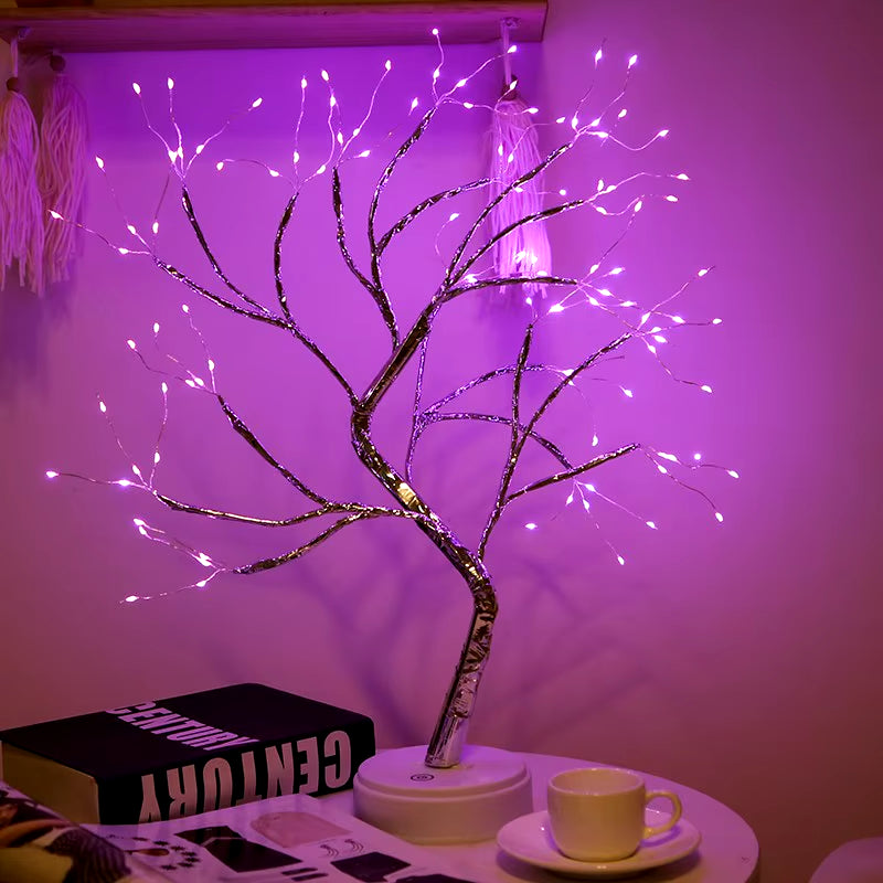 Fairy Tree Night Light LED Christmas Decoration Usb/Battery Night Lamp for Holiday Bedroom Indoor Kids Gift Bar Home Table Lamp