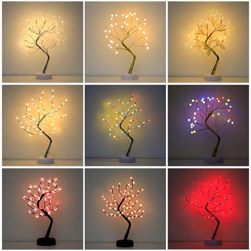 Fairy Tree Night Light LED Christmas Decoration Usb/Battery Night Lamp for Holiday Bedroom Indoor Kids Gift Bar Home Table Lamp