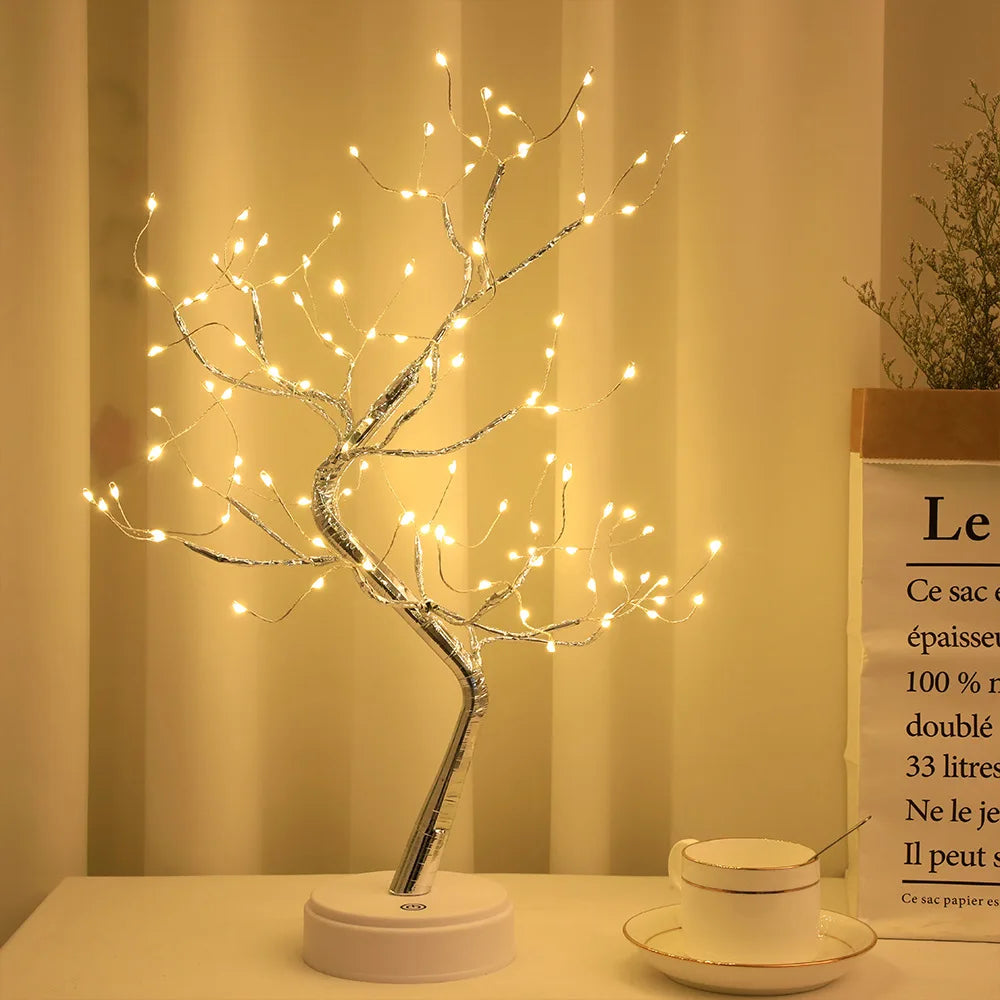 108 Led Fairy Light Spirit Tree Remote Bonsai Tree Light Firefly Tree Lamp Battery/Usb Cute Night Light for Bedroom Party Gift