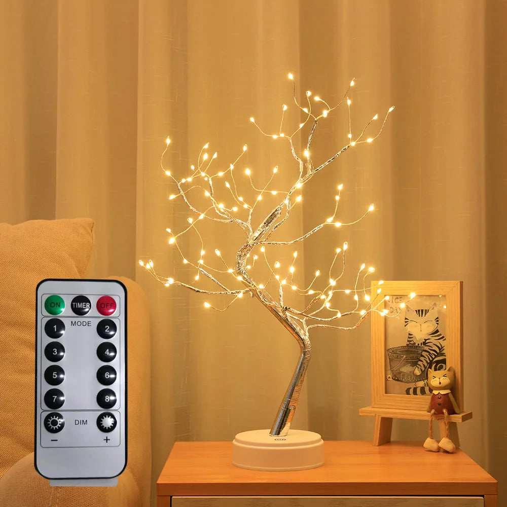 108 Led Fairy Light Spirit Tree Remote Bonsai Tree Light Firefly Tree Lamp Battery/Usb Cute Night Light for Bedroom Party Gift