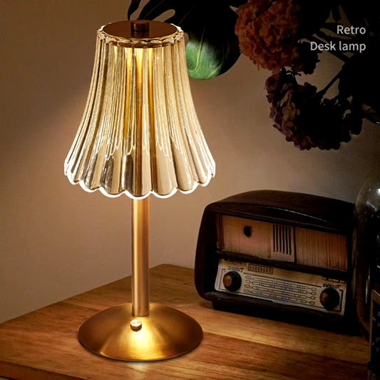 Crystal Table Lamp, Dimmable 3 Colors LED Romantic Diamond Crystal Lamp, Rechargeable Touch Lamp Cordless for Home Decoration