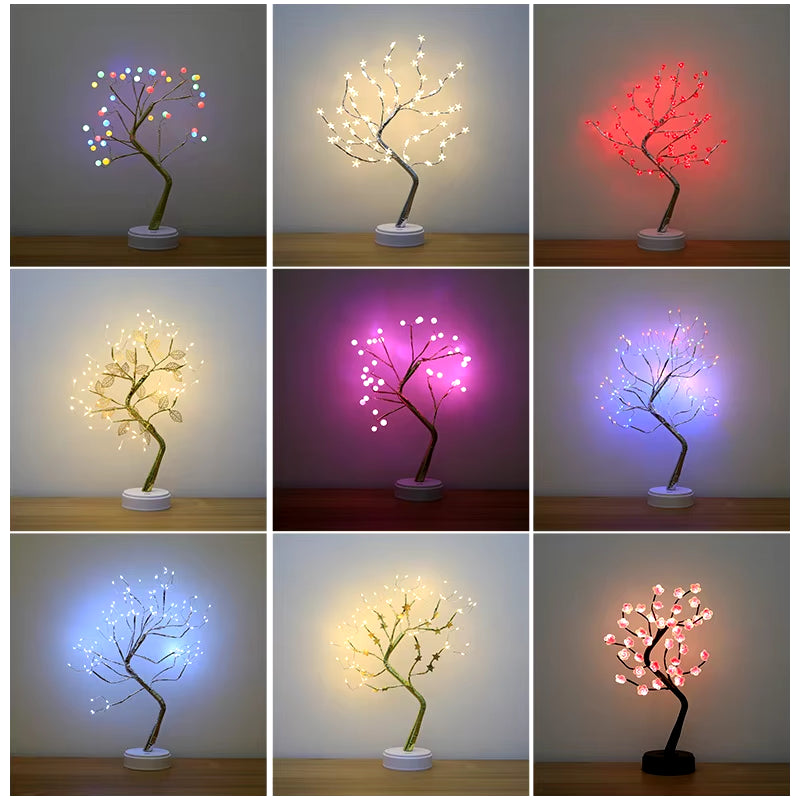 Fairy Tree Night Light LED Christmas Decoration Usb/Battery Night Lamp for Holiday Bedroom Indoor Kids Gift Bar Home Table Lamp