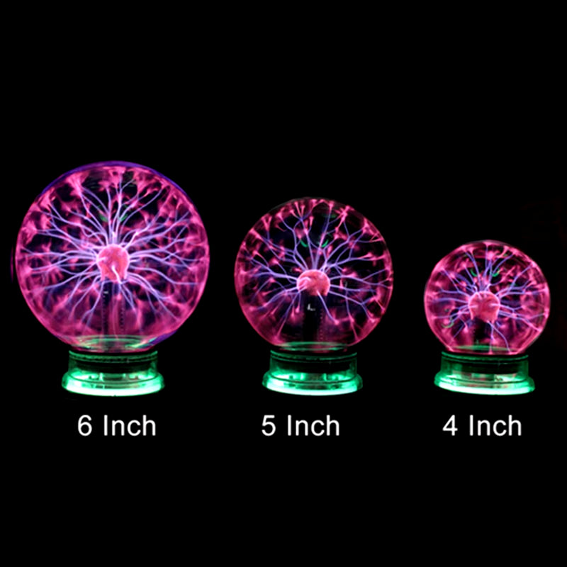 All in Stock Crystal Plasma Ball 3/4/5/6/8 Inch Night Light Magic Glass Sphere Novelty Lightning Ball Light Plasma Table Lamp