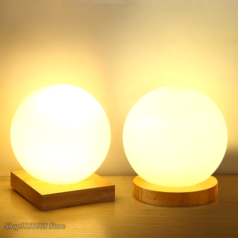 Glass Ball LED Night Light Feeding Dimmable Bedside Lamp 220V Creative Kids Birthday Gift Bedroom Decoration Desk Table Lamp