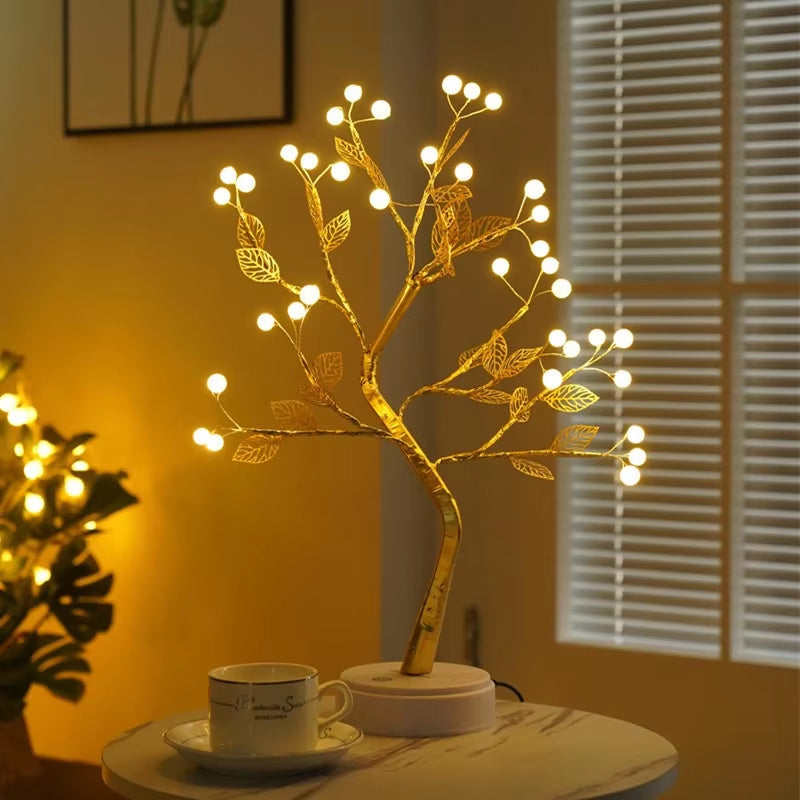 Fairy Tree Night Light LED Christmas Decoration Usb/Battery Night Lamp for Holiday Bedroom Indoor Kids Gift Bar Home Table Lamp