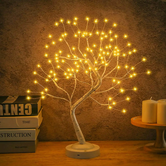 LED Tree Night Light 108Leds Touch Switch Fairy Brich Night Lamp Table Lamp for Home Bedroom Wedding Party Christmas Decoration