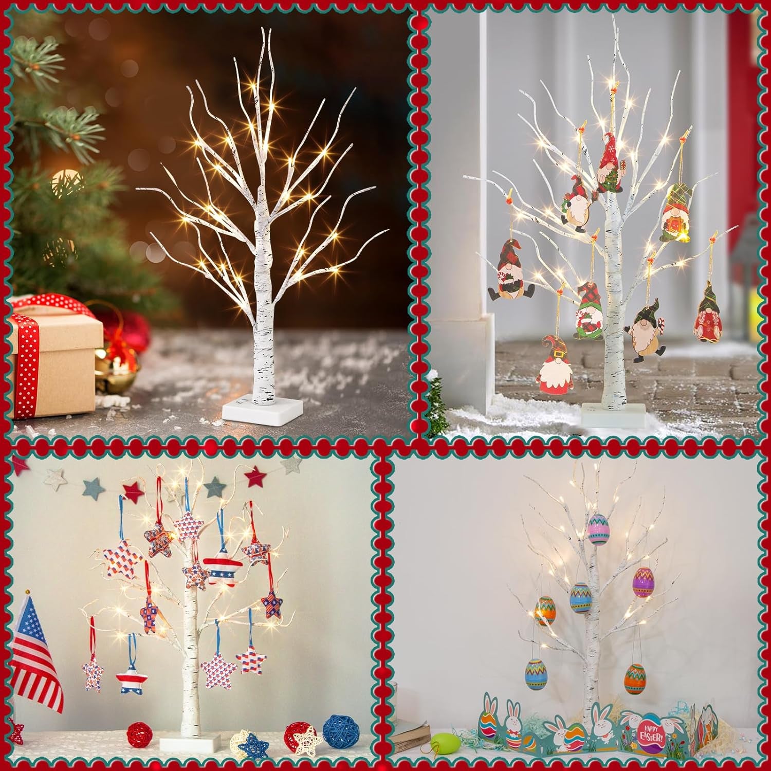 Lighted Tree, White Birch Tree with LED Lights, Prelit Artificial Tree with Timer, Centerpiece Tree Light for Christmas Decorations, Light up Tabletop Tree Home Decor (2 FT, Warm White)