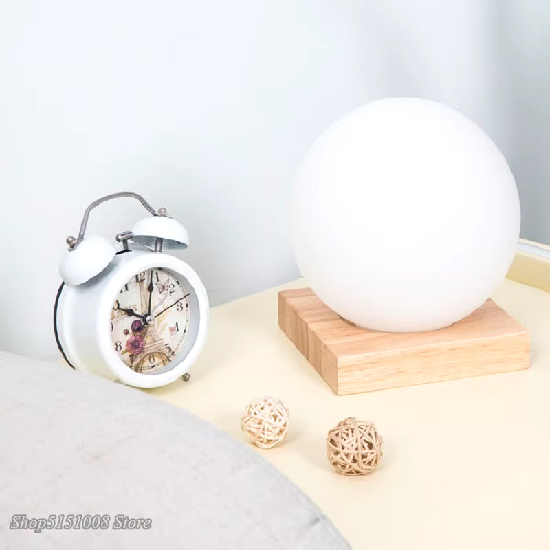 Glass Ball LED Night Light Feeding Dimmable Bedside Lamp 220V Creative Kids Birthday Gift Bedroom Decoration Desk Table Lamp