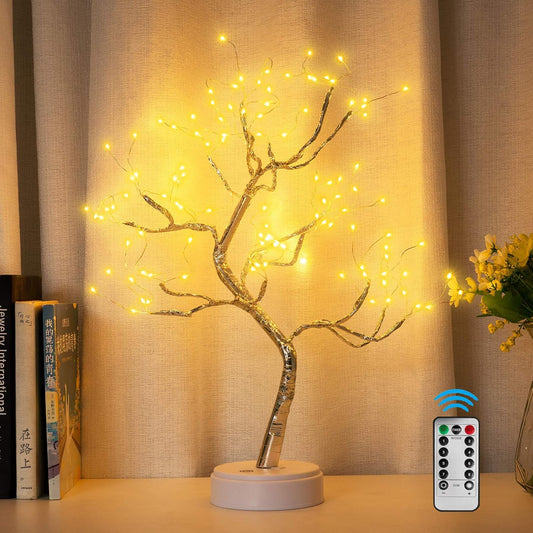 Sparkly Tree Lamp with 108 LED Bonsai Tree Lights, DIY Artificial Tree Lights, Fairy Light Spirit Tree Lamp Battery or USB Operated with Remote Control, for Bedroom Desktop Decor Lights (Warm White)