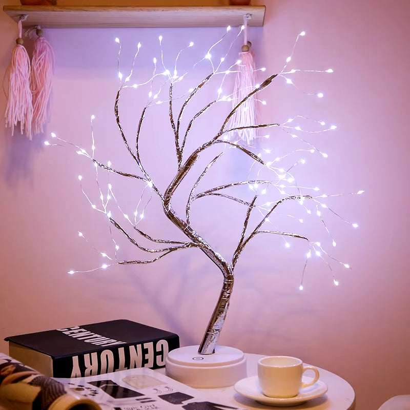 Fairy Tree Night Light LED Christmas Decoration Usb/Battery Night Lamp for Holiday Bedroom Indoor Kids Gift Bar Home Table Lamp